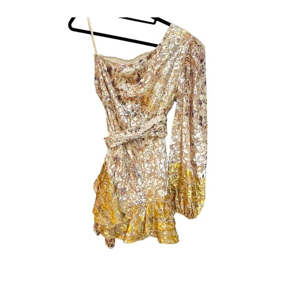 HEMANT AND NANDITA White & Cyber Kalon One Shoulder Mini Dress Size M - Picture 9 of 12